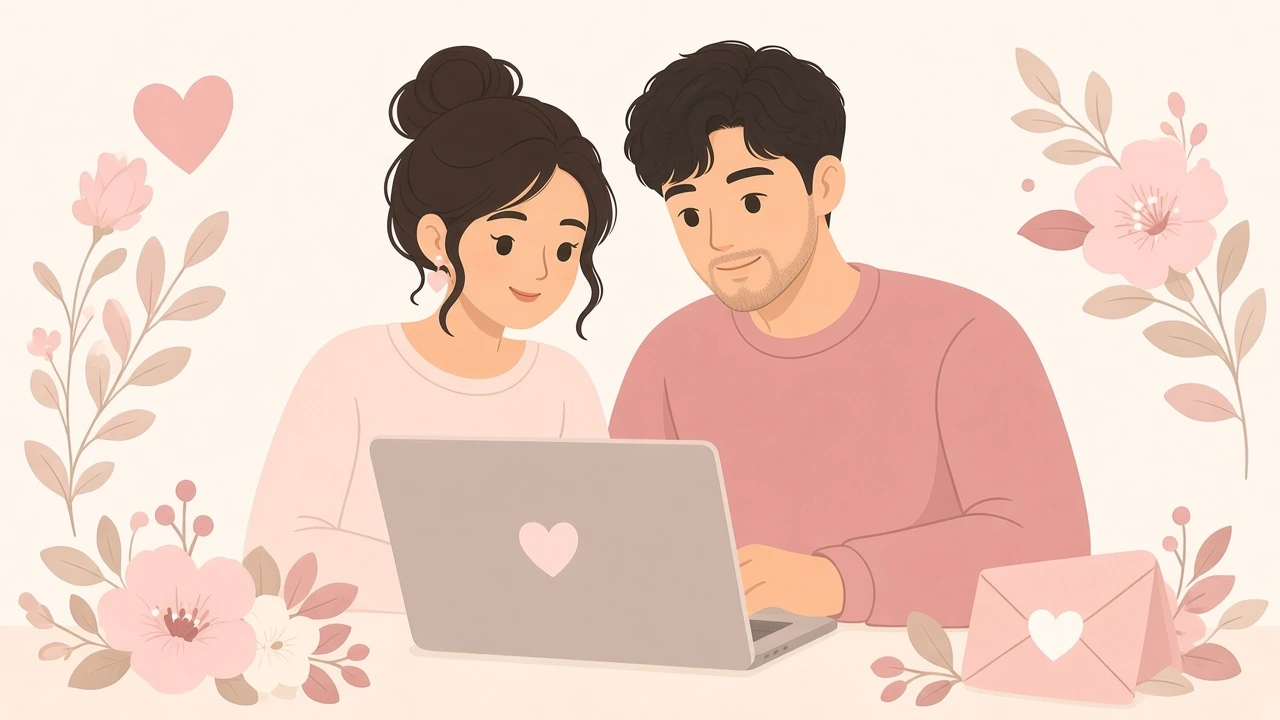 Couple filling wedding details