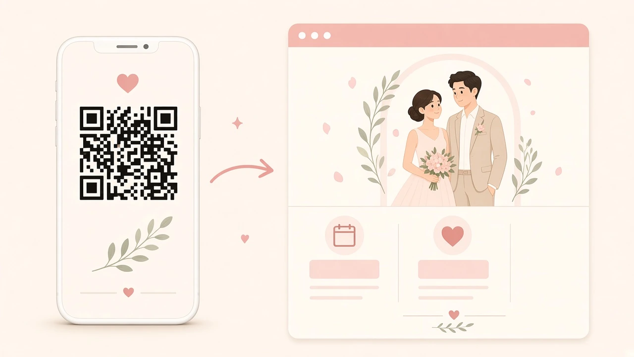 Phone with live wedding site